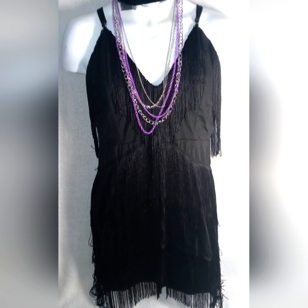 Flapper Costume w/Bundle Necklace&Earrings